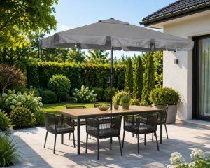 vidaXL Prostokątny duży parasol ogrodowy skośny łamany z korbą szary 200x130 cm MultiGarden EDUKAMP (5321) 3