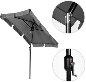 vidaXL Prostokątny duży parasol ogrodowy skośny łamany z korbą szary 200x130 cm MultiGarden EDUKAMP (5321) 7