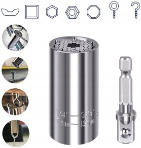 AX TECHNOLOGY Uniwersalna nasadka klucz 7-19 mm adapter do wkrętarki CR-V US-01 3