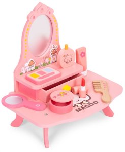 Ecotoys Drewniana toaletka dla dzieci z lustrem i szufladą 7 akcesoriów EDUKAMP (4797) 3