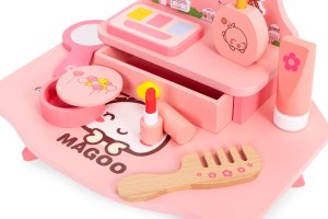 Ecotoys Drewniana toaletka dla dzieci z lustrem i szufladą 7 akcesoriów EDUKAMP (4797) 6