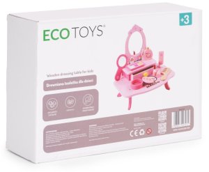 Ecotoys Drewniana toaletka dla dzieci z lustrem i szufladą 7 akcesoriów EDUKAMP (4797) 8