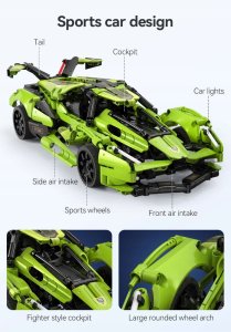 Cada Klocki Auto Zdalnie Sterowane BALDE 432 elementy RC Dual Mode + LED 11