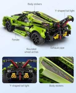 Cada Klocki Auto Zdalnie Sterowane BALDE 432 elementy RC Dual Mode + LED 12