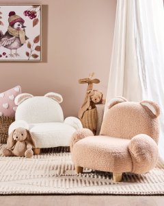 Beliani Fotel dziecięcy królik teddy biały KANNA 3
