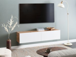 Beliani Wisząca szafka RTV GLADSTONE Brązowy/ biały 2