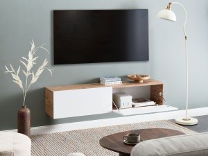 Beliani Wisząca szafka RTV GLADSTONE Brązowy/ biały 4