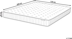 Beliani Materac kieszeniowy z żelem i pianką termoelastyczną PLEASANT H2/3 średnio twardy 120 x 200 cm 2