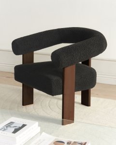 Beliani Fotel ILBRO Boucle Czarny 3