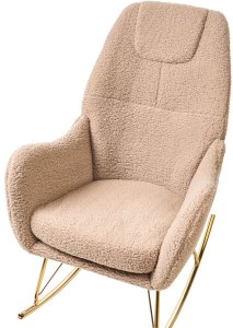 Beliani Fotel bujany GULSELE Boucle Beżowy 3