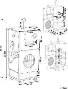 Beliani Szafka EDGAR 89 cm różowy z kółkami 3