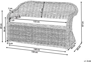 Beliani Sofa ogrodowa dla 2 osób SUSUA Rattan Naturalny 2