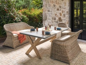 Beliani Sofa ogrodowa dla 2 osób SUSUA Rattan Naturalny 3