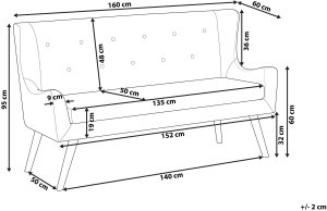 Beliani Sofa kuchenna tapicerowana 2-osobowa zielona SKIBBY 2