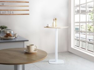Beliani Stół barowy MORELLA Jasny brąz/ biały 60 cm 3