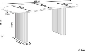 Beliani Stół do jadalni Peery biały 93 cm 198 cm 2