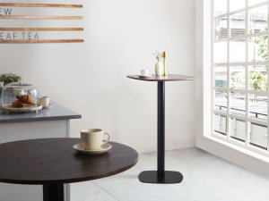 Beliani Stół barowy MORELLA czarny/ ciemny brąz 60 cm 3