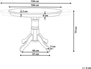 Beliani Stół do jadalni rozkładany AKRON czarny 106/150 cm 106 cm 3