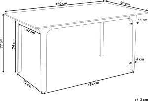 Beliani Stół do jadalni DELMAS Jesion ciemny 160 cm 90 cm 3
