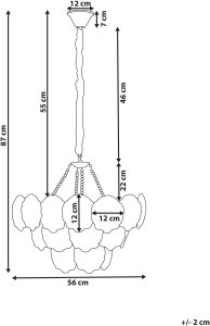 Lampa wisząca Beliani Żyrandol Bigote Szkło Mosiężny 3