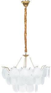 Lampa wisząca Beliani Żyrandol Bigote Szkło Mosiężny 5