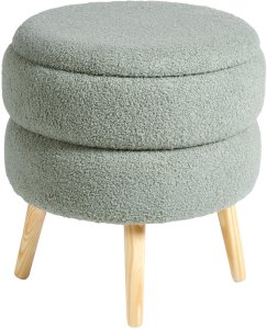 Beliani Stołek ze schowkiem bukla zielony OKATON 4