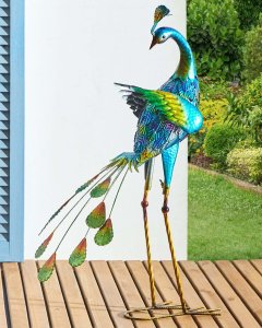 Beliani Figurka paw niebieska Peacock 2