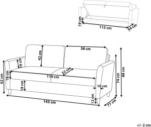 Beliani Sofa dla 2 osób MARE szary 3