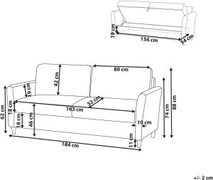 Beliani Sofa dla 3 osób MARE Szary 2