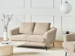 Beliani Sofa dla 2 osób KJAER Boucle Jasnobeżowy 2