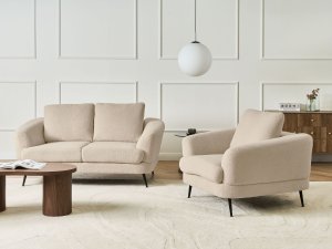 Beliani Sofa dla 2 osób KJAER Boucle Jasnobeżowy 4