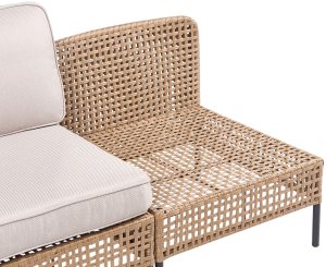 Beliani Sofa ogrodowa w kształcie U dla 6 osób Omegana Modułowy Technorattan Jasnobeżowy 7