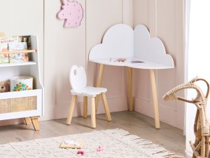 Beliani Stół z krzesłem dla dzieci Cloudy Biały 2
