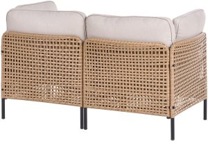 Beliani Sofa ogrodowa ze stolikiem dla 2 osób OMEGANA Technorattan Jasnobeżowy 3