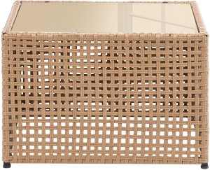 Beliani Sofa ogrodowa ze stolikiem dla 2 osób OMEGANA Technorattan Jasnobeżowy 4
