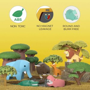 Figurka HalfToys Zabawki magnetyczne 3D dla dzieci safari hipopotam i krokodyl - Half Toys 3+ Edukamp (HT-00010) 5