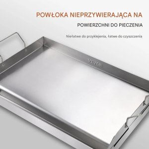 BBQ Płyta grillowa na kuchenkę 60x40 cm stalowa non stick na 2 palniki 6