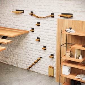 QLS Kociostrada Loft zestaw ścienny dla kota drabinka mostek hamak drapak (11161) 7