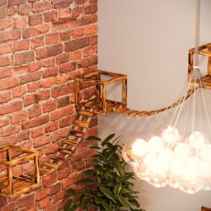 QLS Kociostrada drewniana 2W1 dla kota ścienna sufitowa drapak hamak mostki XXL (11236) 5