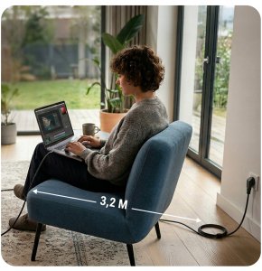 Zasilacz do laptopa 3mk HARDY Laptop Power Adapter 65W USB-C 3,2m (5903108753562) 5