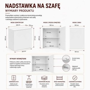 Topeshop Szafa Malwa SZ50 biały (M-MP-SZ-MAL-SZ50-BIA) 5