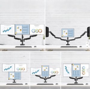 Triadyn Uchwyt biurkowy AdaptTriMount na trzy monitory 17-32" ergonomiczny regulowany obrotowy TRD-BLK-A3AL 2