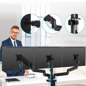 Triadyn Uchwyt biurkowy AdaptTriMount na trzy monitory 17-32" ergonomiczny regulowany obrotowy TRD-BLK-A3AL 4