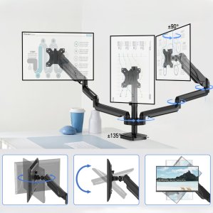 Triadyn Uchwyt biurkowy AdaptTriMount na trzy monitory 17-32" ergonomiczny regulowany obrotowy TRD-BLK-A3AL 5