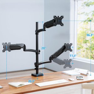 Triadyn Uchwyt biurkowy TriHighFlexMount na trzy monitory 13-32" ergonomiczny regulowany obrotowy TRD-BLK-Hi3AL 2