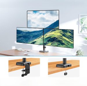 Triadyn Uchwyt biurkowy TriHighFlexMount na trzy monitory 13-32" ergonomiczny regulowany obrotowy TRD-BLK-Hi3AL 4