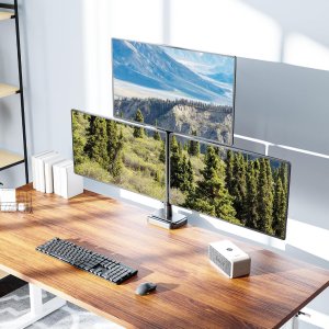 Triadyn Uchwyt biurkowy TriHighFlexMount na trzy monitory 13-32" ergonomiczny regulowany obrotowy TRD-BLK-Hi3AL 6