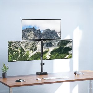 Triadyn Uchwyt biurkowy TriHighFlexMount na trzy monitory 13-32" ergonomiczny regulowany obrotowy TRD-BLK-Hi3AL 7