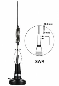 CB Antena Hustler Delta West Magnetyczna 70 cm Magnes 78 mm Kabel 4 m 150W 2