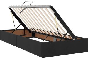 WaszeMeble Łóżko tapicerowane 100x200 czarne z pojemnikiem z materacem do sypialni 6